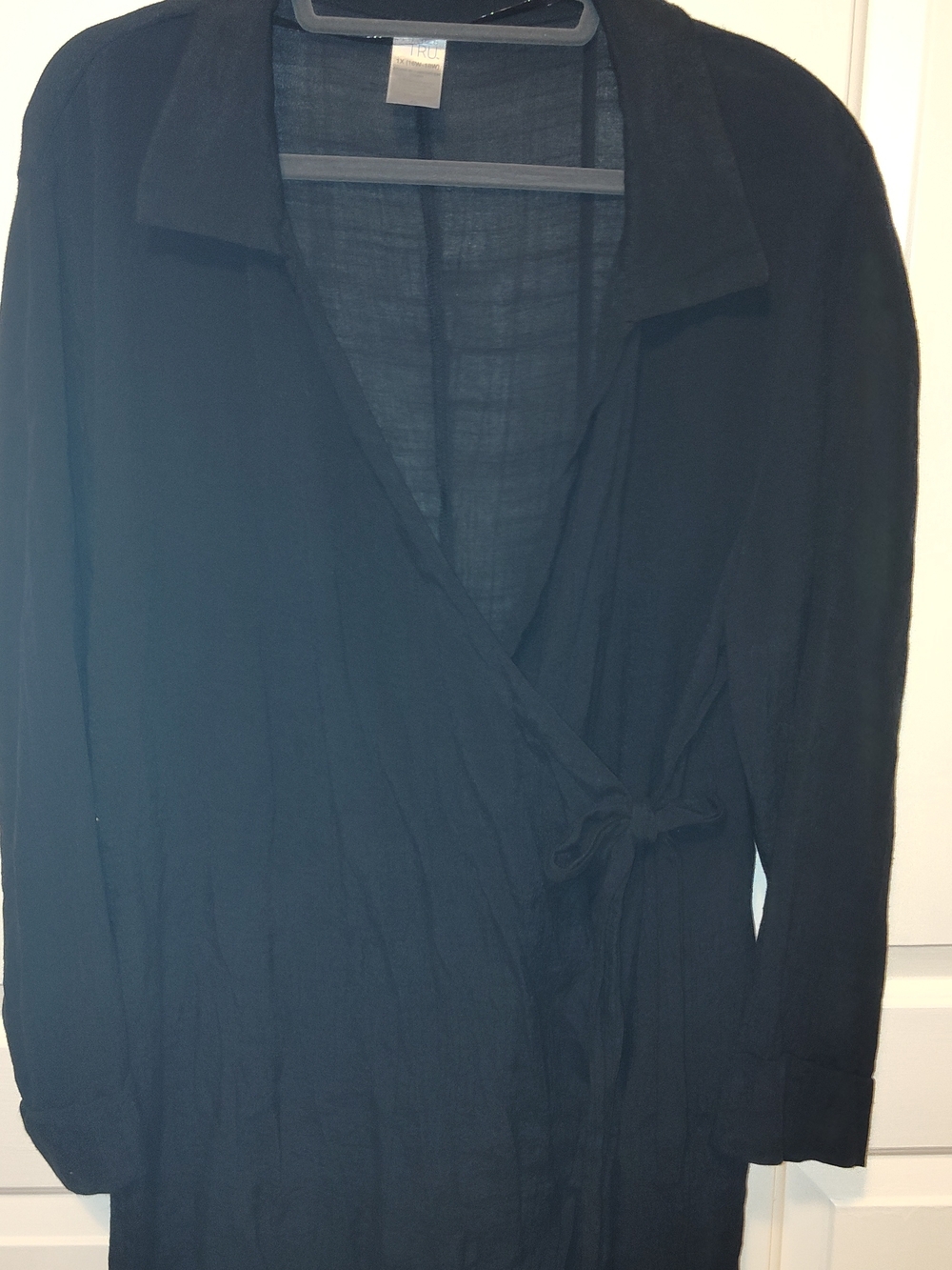 Time and Tru Black Lightweight Wrap Swim Coverup